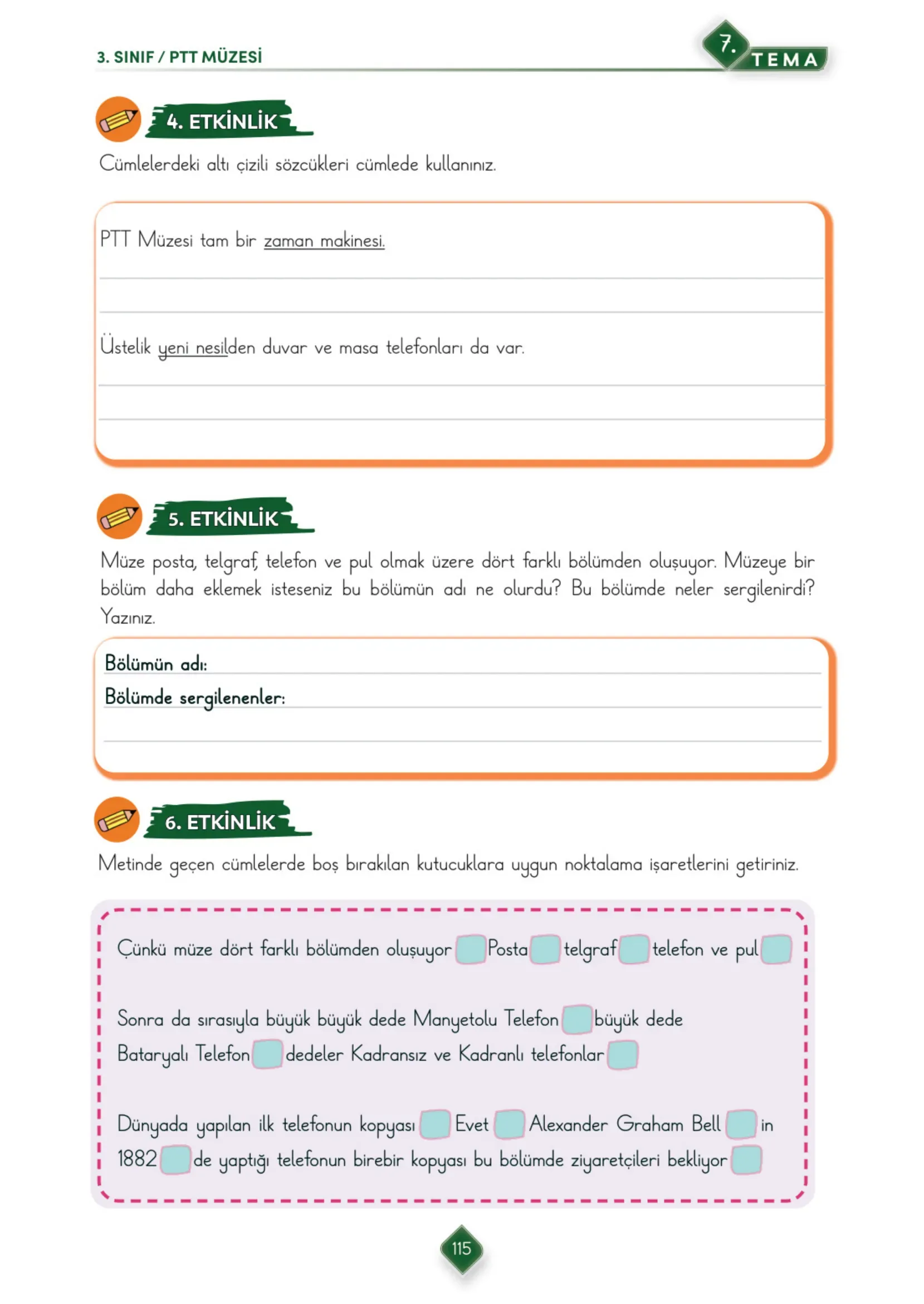 3. Sınıf Türkçe Ders Kitabı Cevapları Meb Yayınları 2. Kitap Sayfa 115