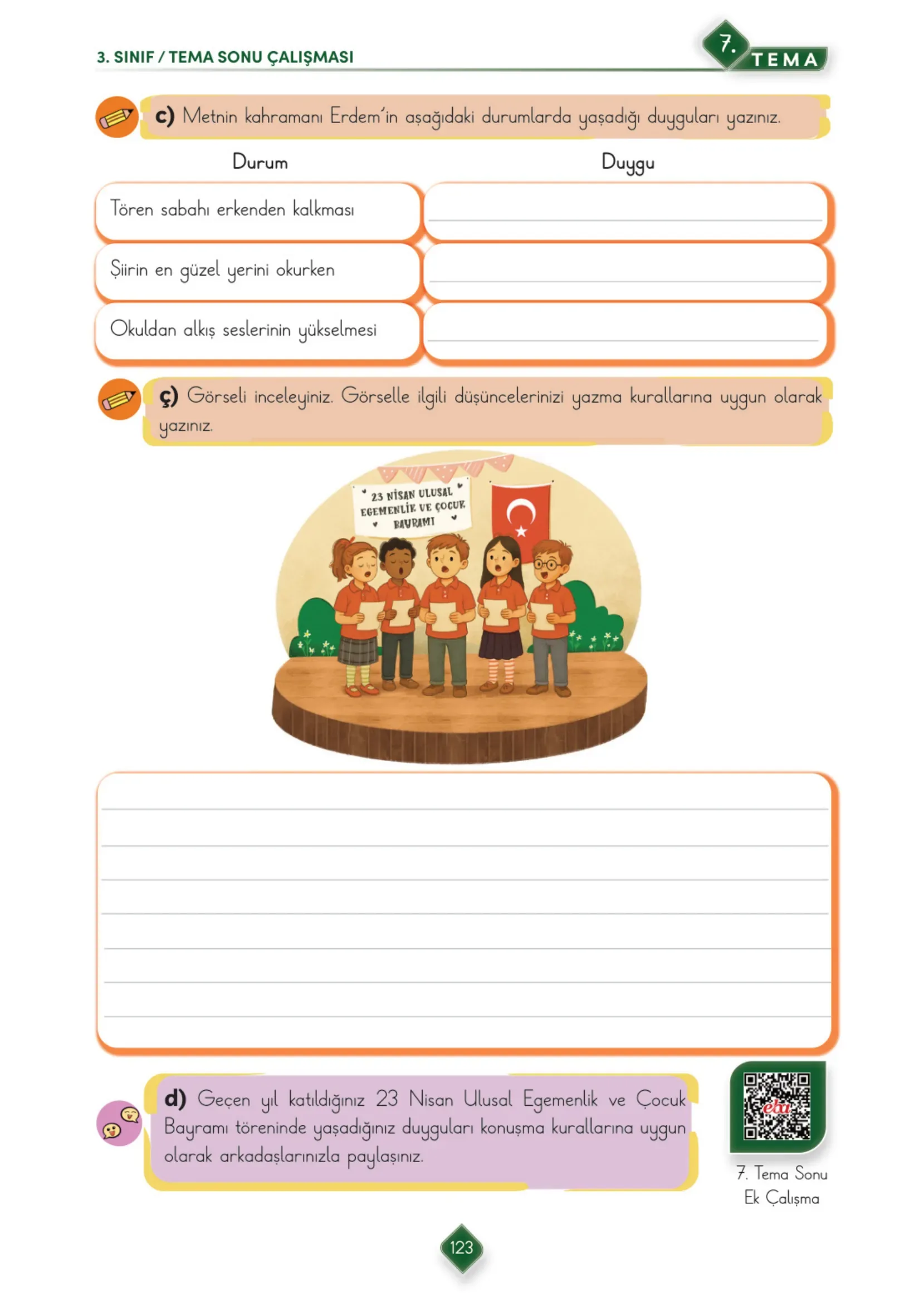 3. Sınıf Türkçe Ders Kitabı Cevapları Meb Yayınları 2. Kitap Sayfa 123