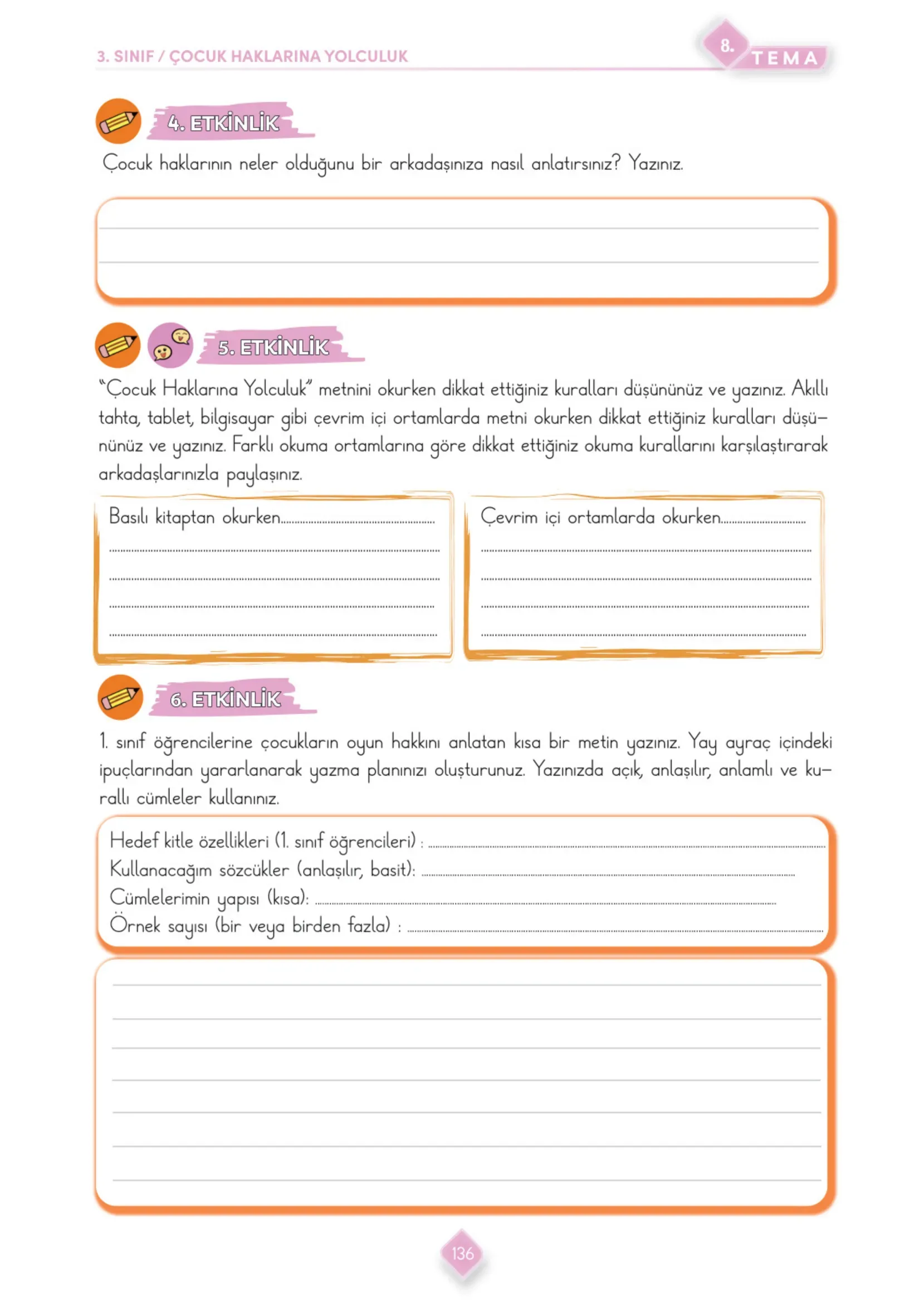 3. Sınıf Türkçe Ders Kitabı Cevapları Meb Yayınları 2. Kitap Sayfa 136
