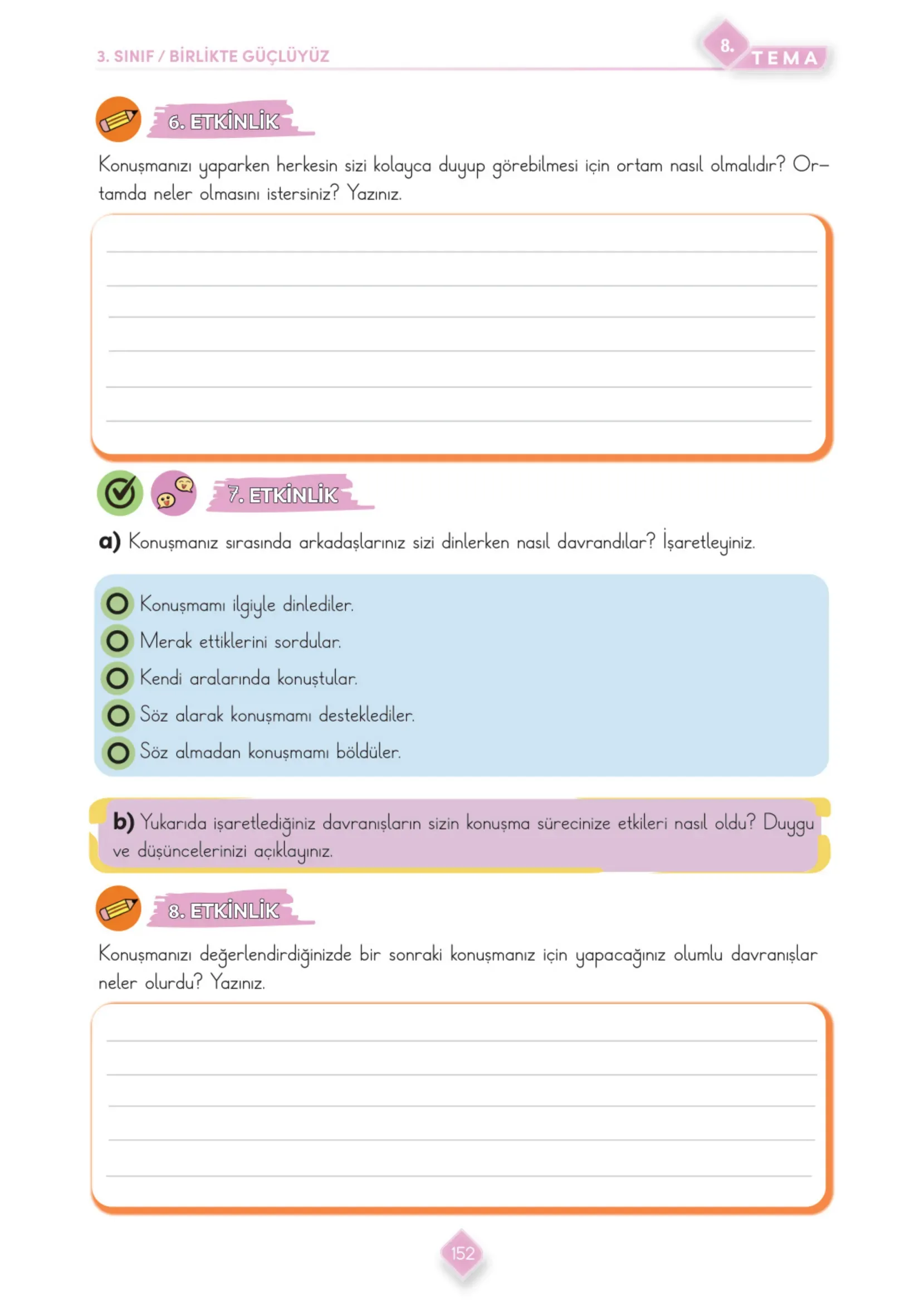3. Sınıf Türkçe Ders Kitabı Cevapları Meb Yayınları 2. Kitap Sayfa 152