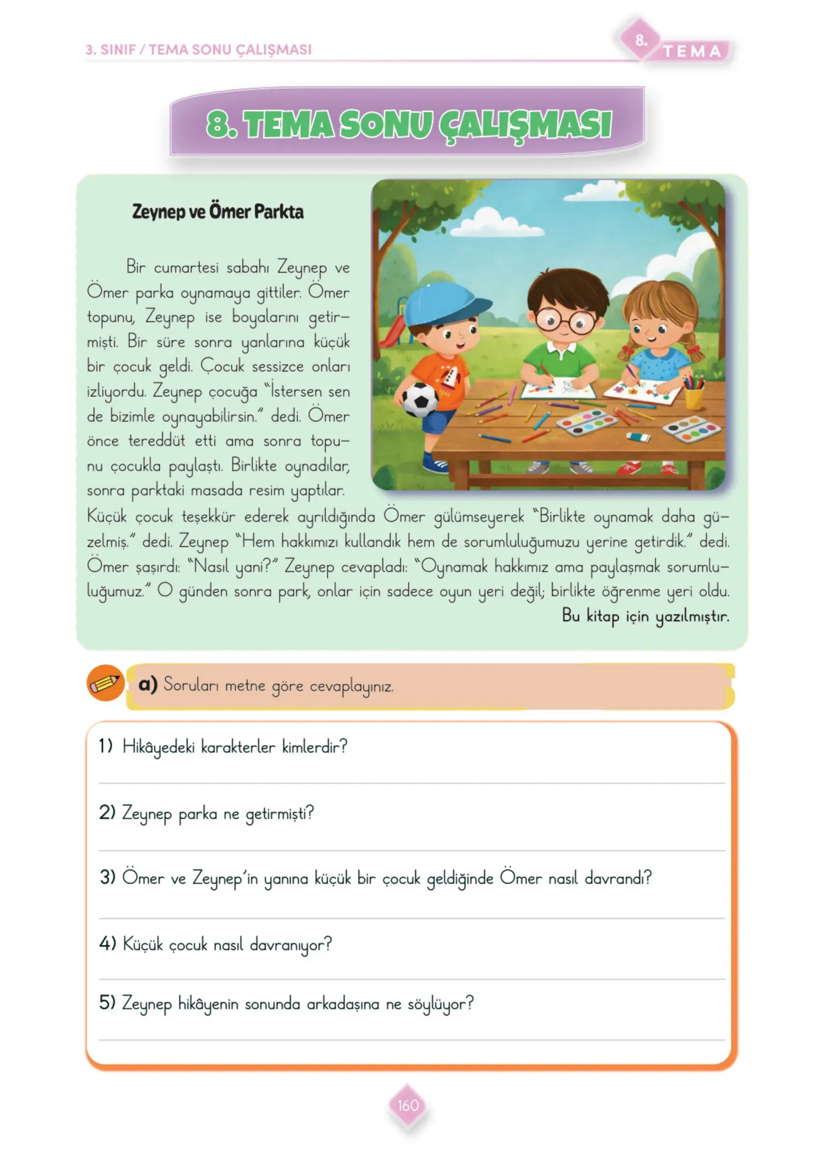 3. Sınıf Türkçe Ders Kitabı Cevapları Meb Yayınları 2. Kitap Sayfa 160