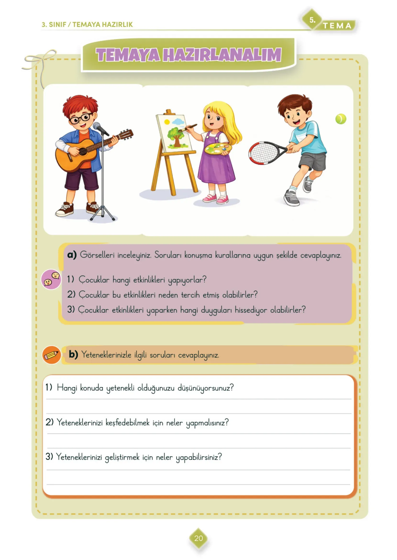 3. Sınıf Türkçe Ders Kitabı Cevapları Meb Yayınları 2. Kitap Sayfa 20