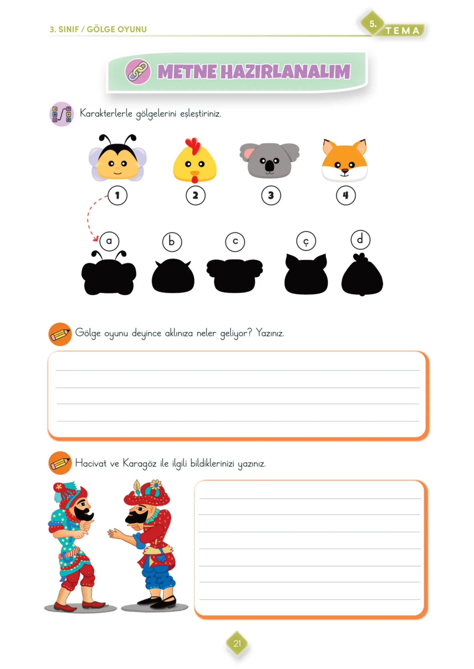 3. Sınıf Türkçe Ders Kitabı Cevapları Meb Yayınları 2. Kitap Sayfa 21