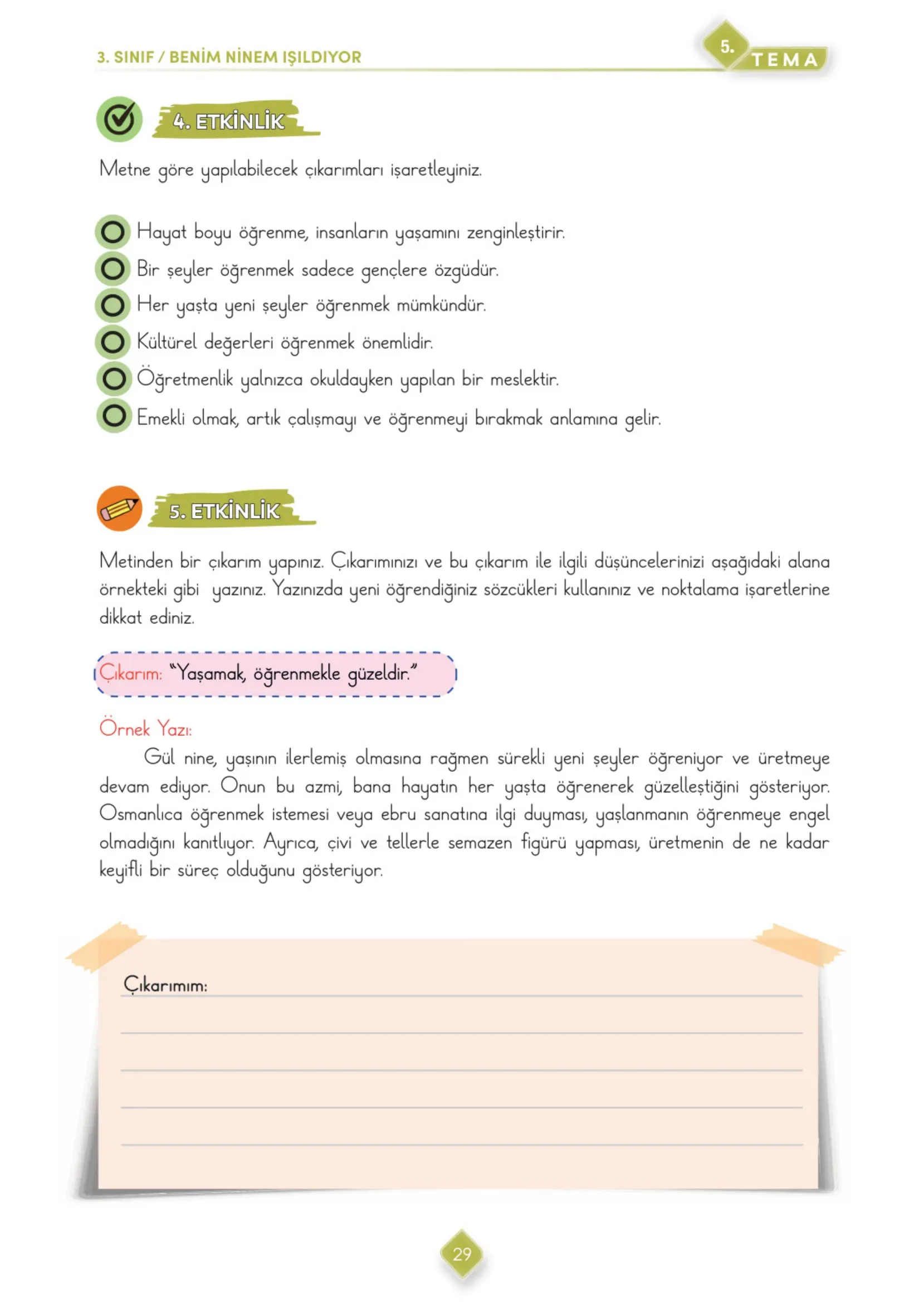 3. Sınıf Türkçe Ders Kitabı Cevapları Meb Yayınları 2. Kitap Sayfa 29