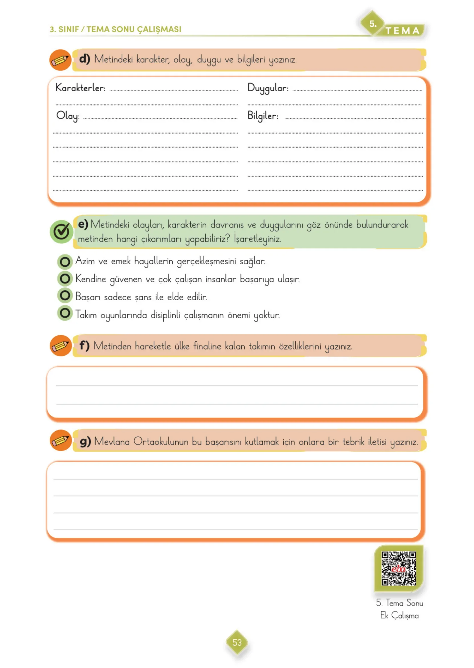 3. Sınıf Türkçe Ders Kitabı Cevapları Meb Yayınları 2. Kitap Sayfa 53