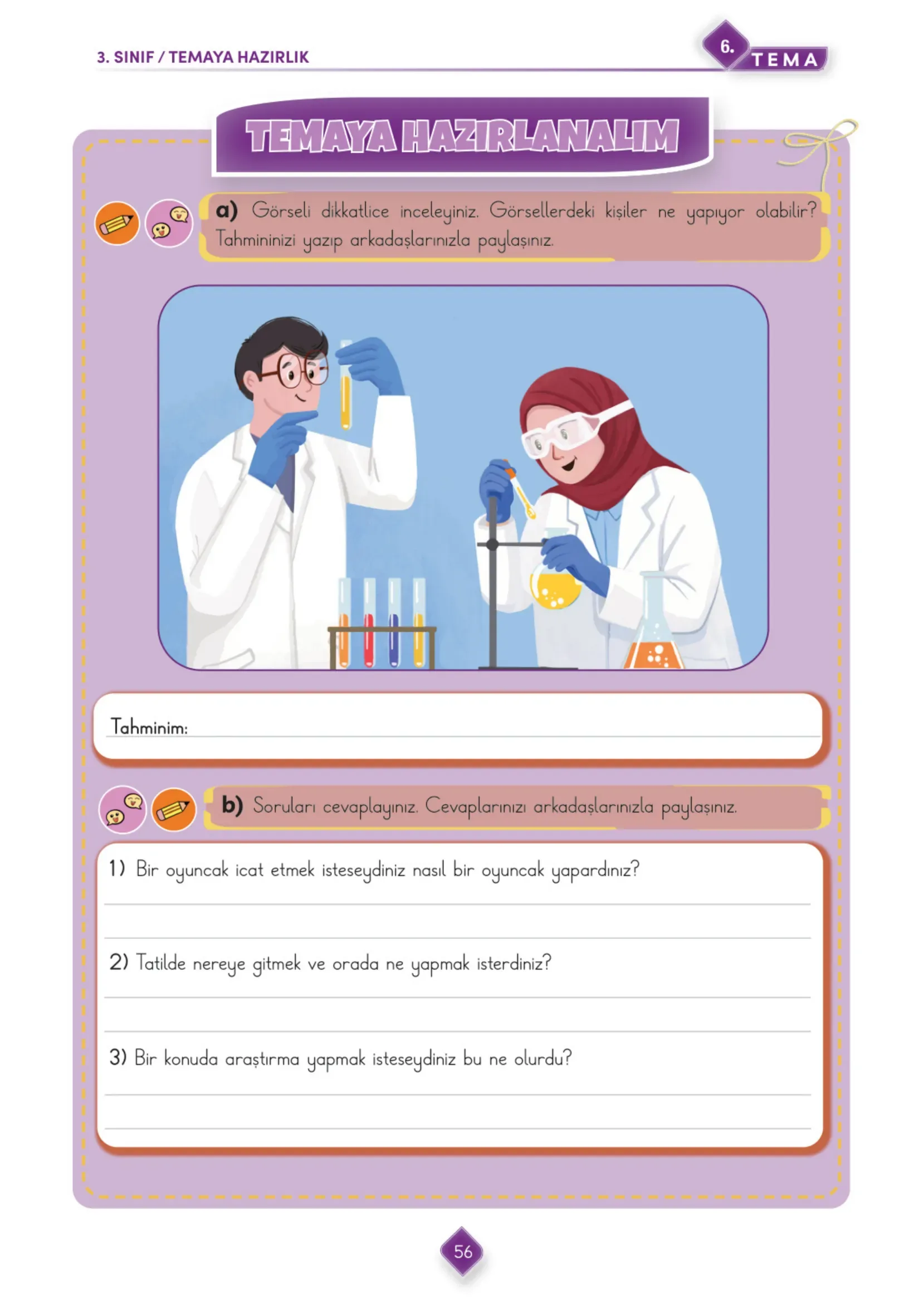 3. Sınıf Türkçe Ders Kitabı Cevapları Meb Yayınları 2. Kitap Sayfa 56