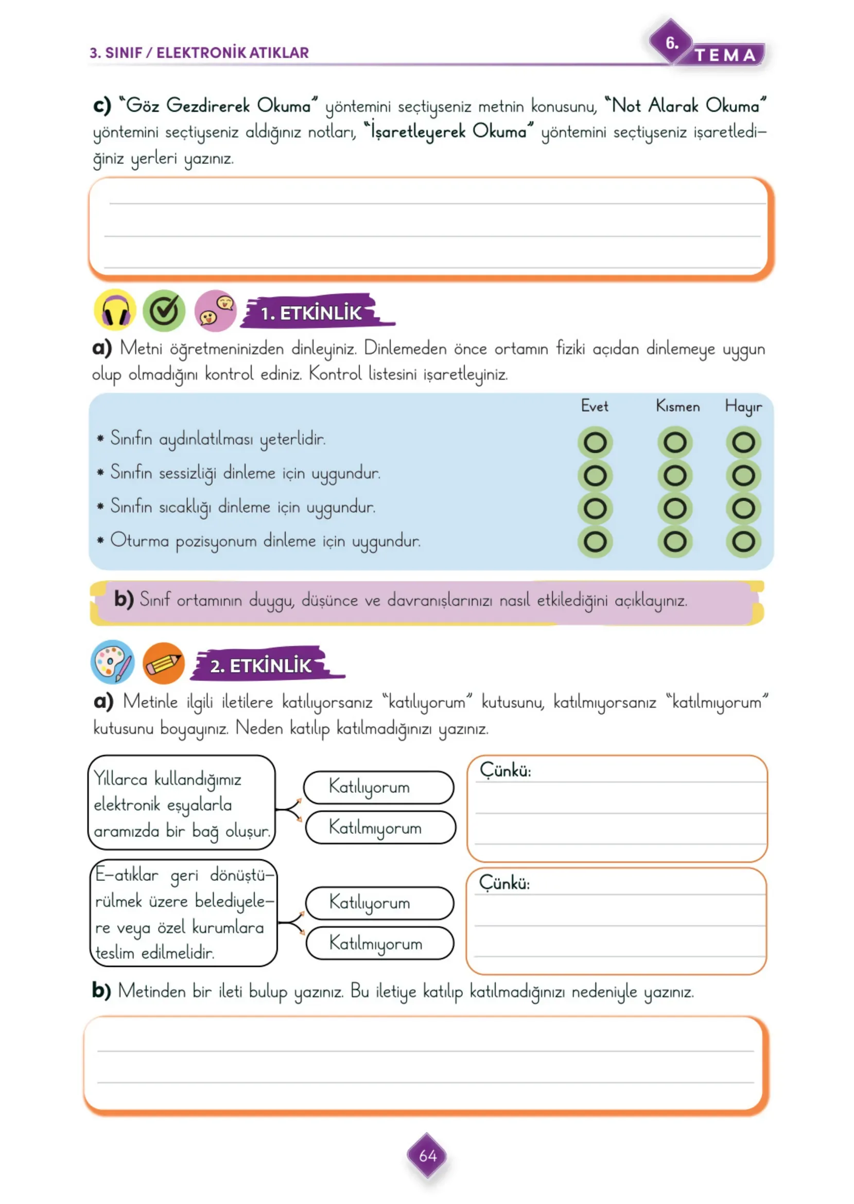 3. Sınıf Türkçe Ders Kitabı Cevapları Meb Yayınları 2. Kitap Sayfa 64