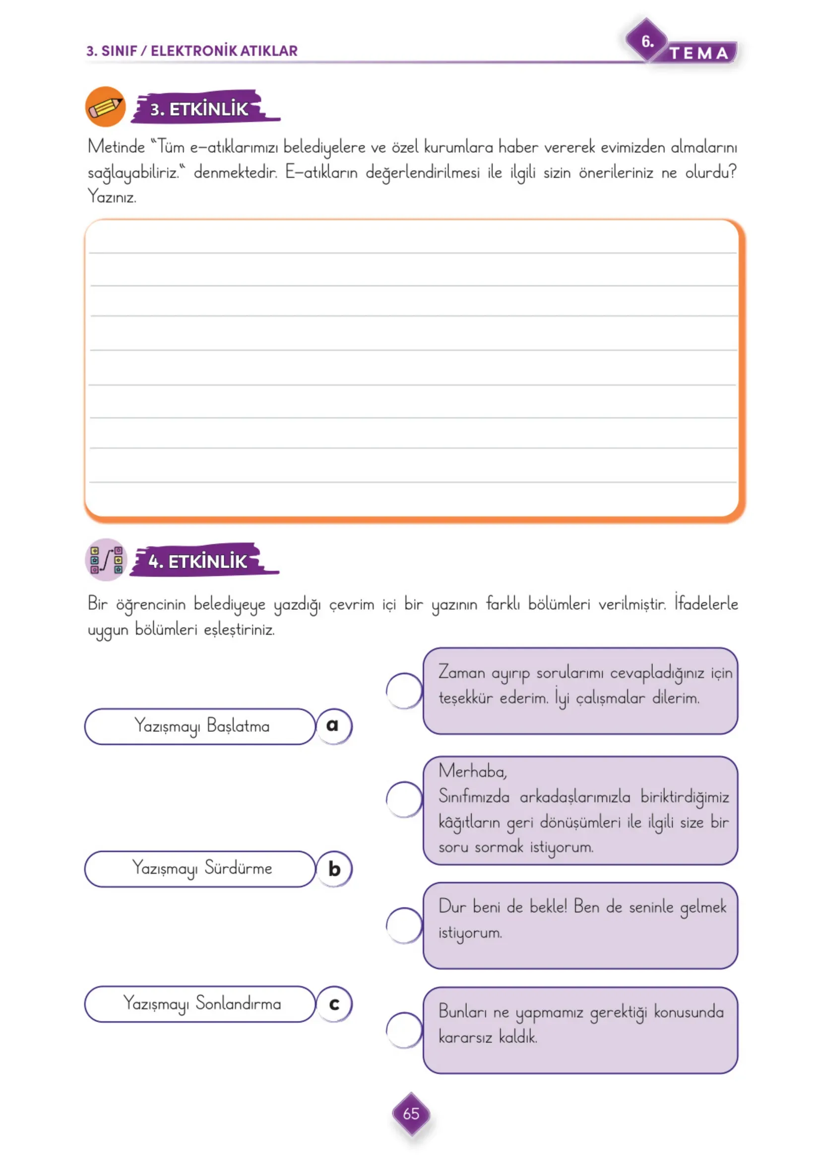 3. Sınıf Türkçe Ders Kitabı Cevapları Meb Yayınları 2. Kitap Sayfa 65