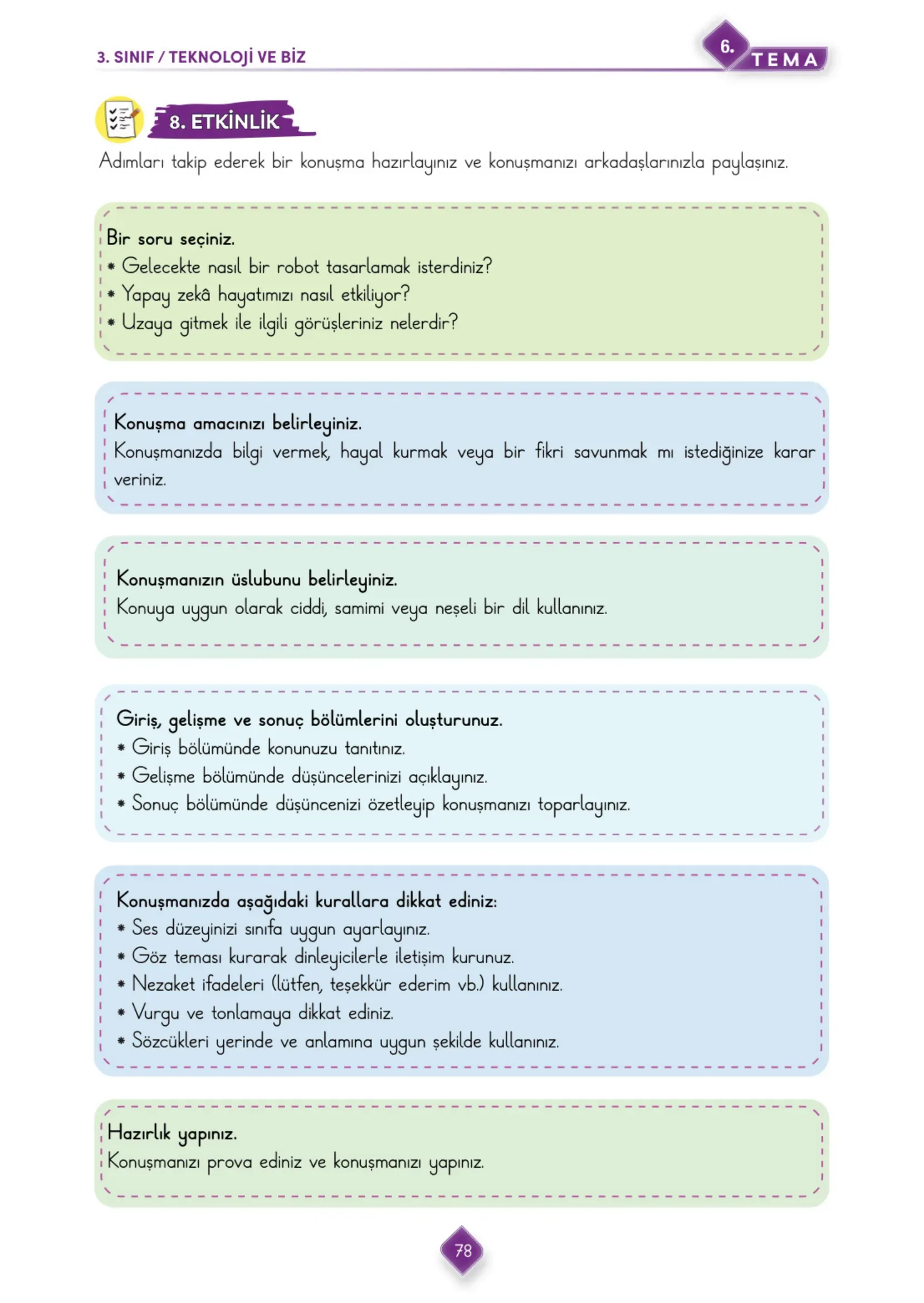 3. Sınıf Türkçe Ders Kitabı Cevapları Meb Yayınları 2. Kitap Sayfa 78