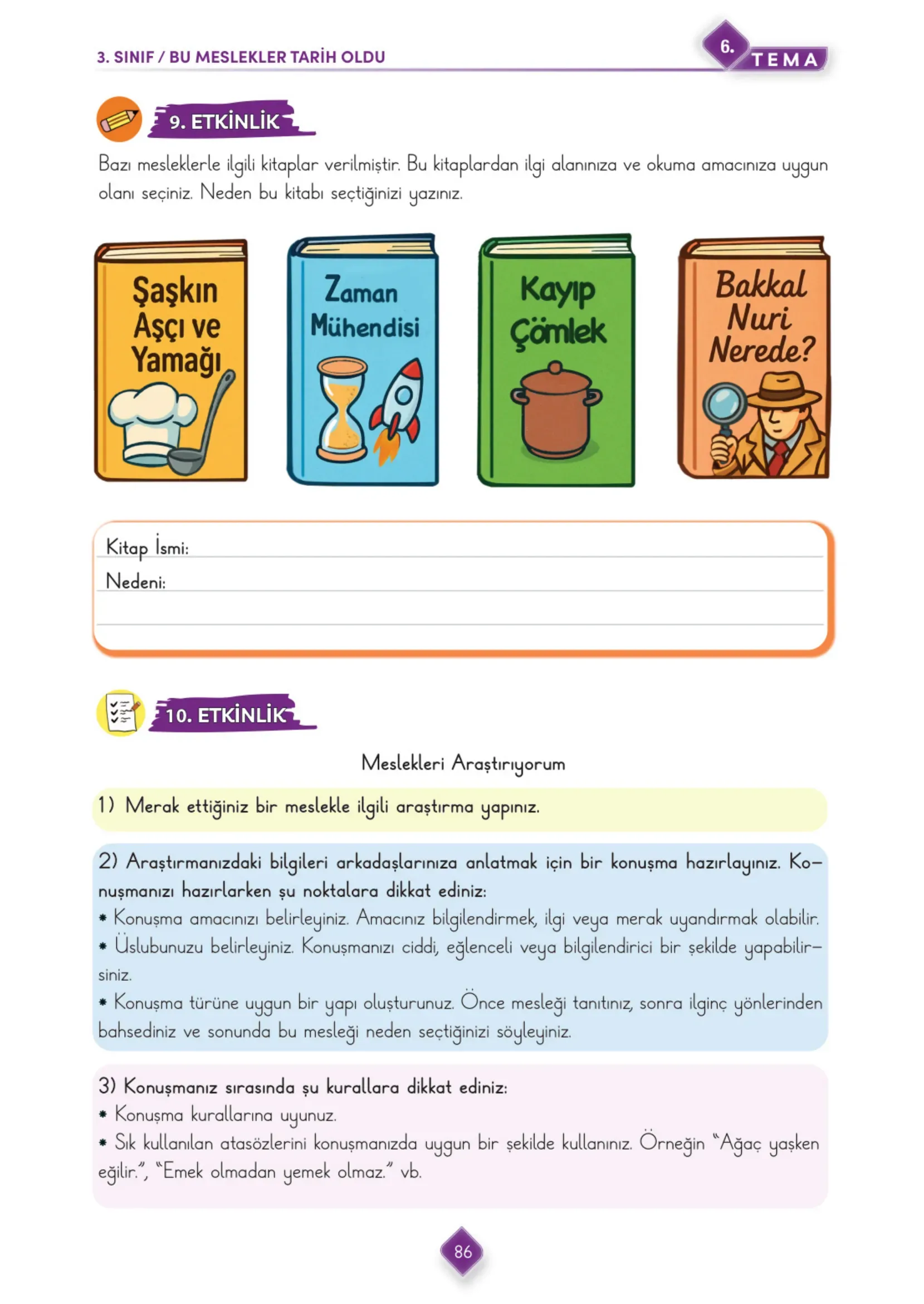 3. Sınıf Türkçe Ders Kitabı Cevapları Meb Yayınları 2. Kitap Sayfa 86