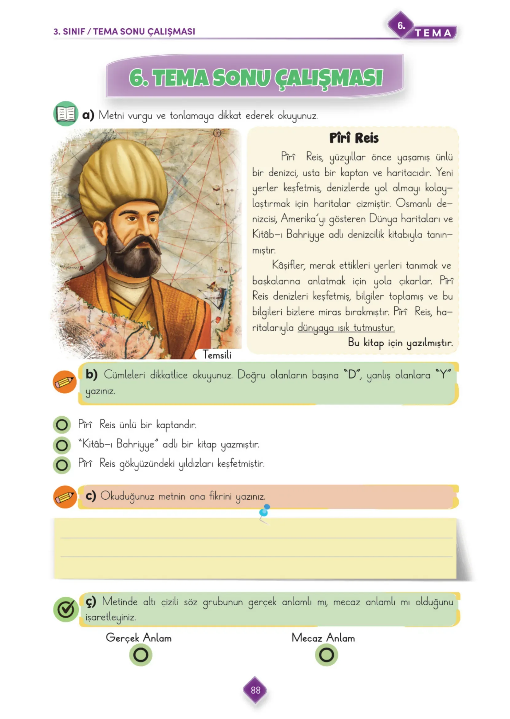 3. Sınıf Türkçe Ders Kitabı Cevapları Meb Yayınları 2. Kitap Sayfa 88