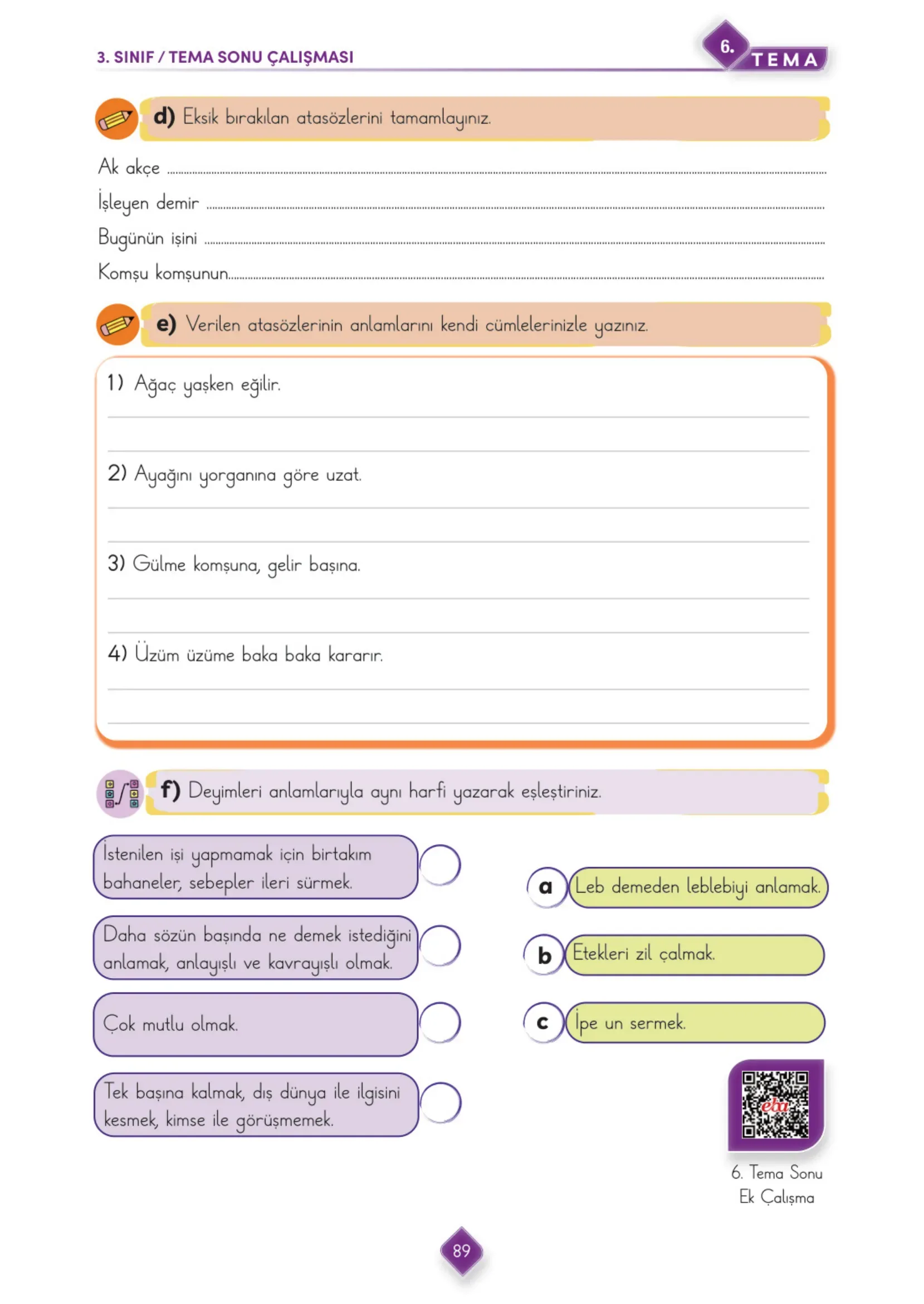 3. Sınıf Türkçe Ders Kitabı Cevapları Meb Yayınları 2. Kitap Sayfa 89