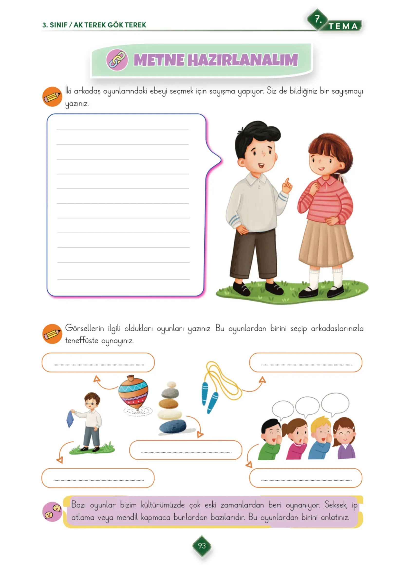 3. Sınıf Türkçe Ders Kitabı Cevapları Meb Yayınları 2. Kitap Sayfa 93