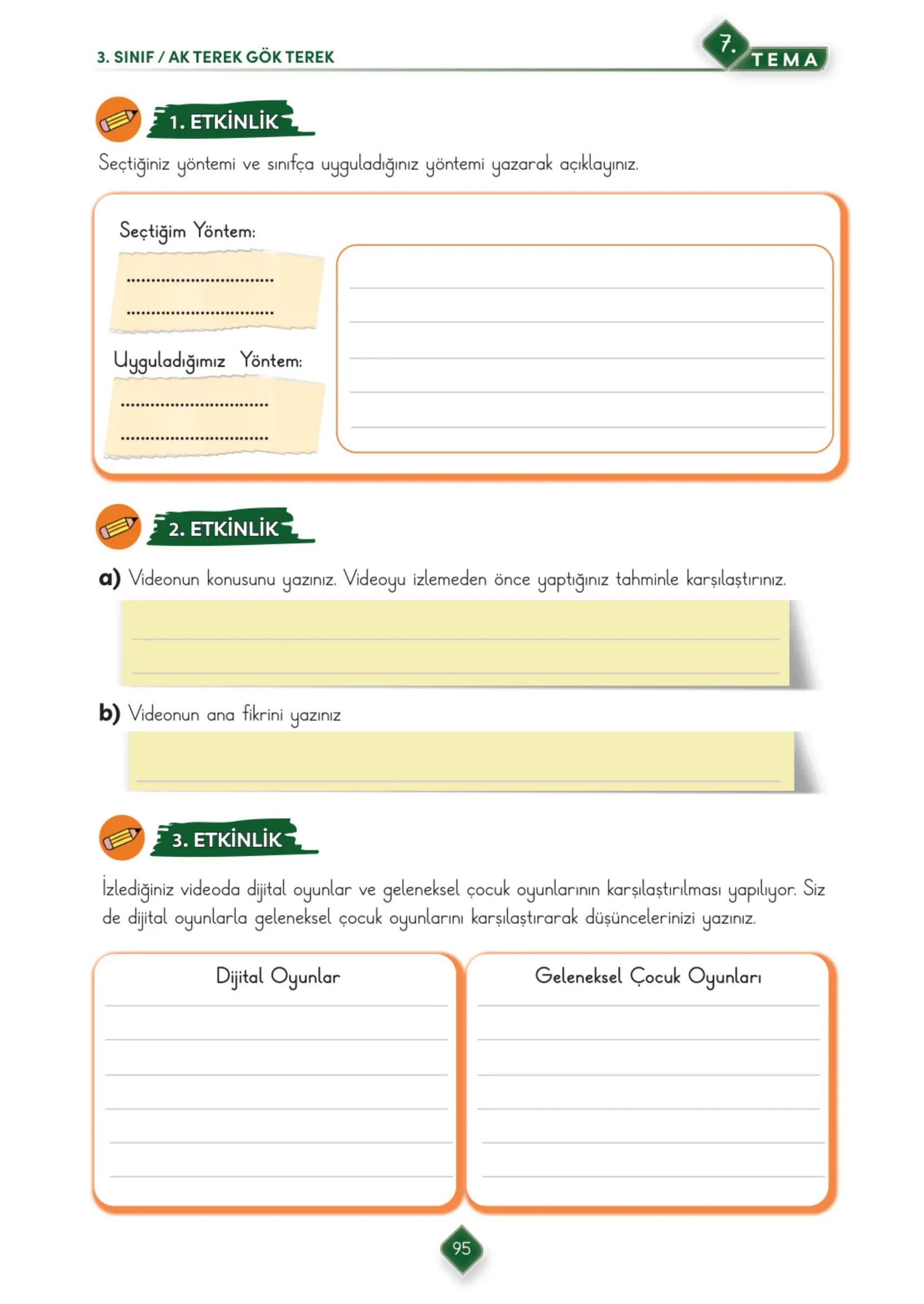 3. Sınıf Türkçe Ders Kitabı Cevapları Meb Yayınları 2. Kitap Sayfa 95