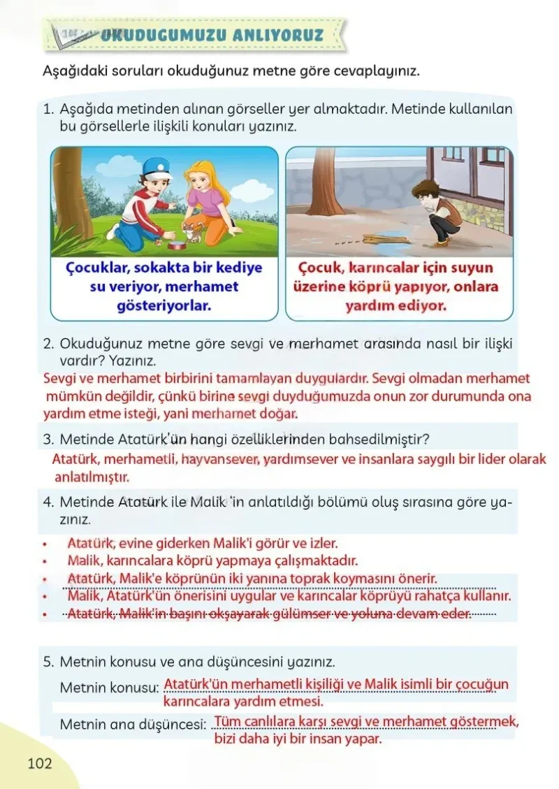 3. Sınıf Türkçe Ders Kitabı Cevapları Meb Yayınları Sayfa 102 Çözüm Görseli