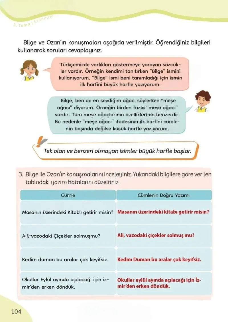 3. Sınıf Türkçe Ders Kitabı Cevapları Meb Yayınları Sayfa 104 Çözüm Görseli