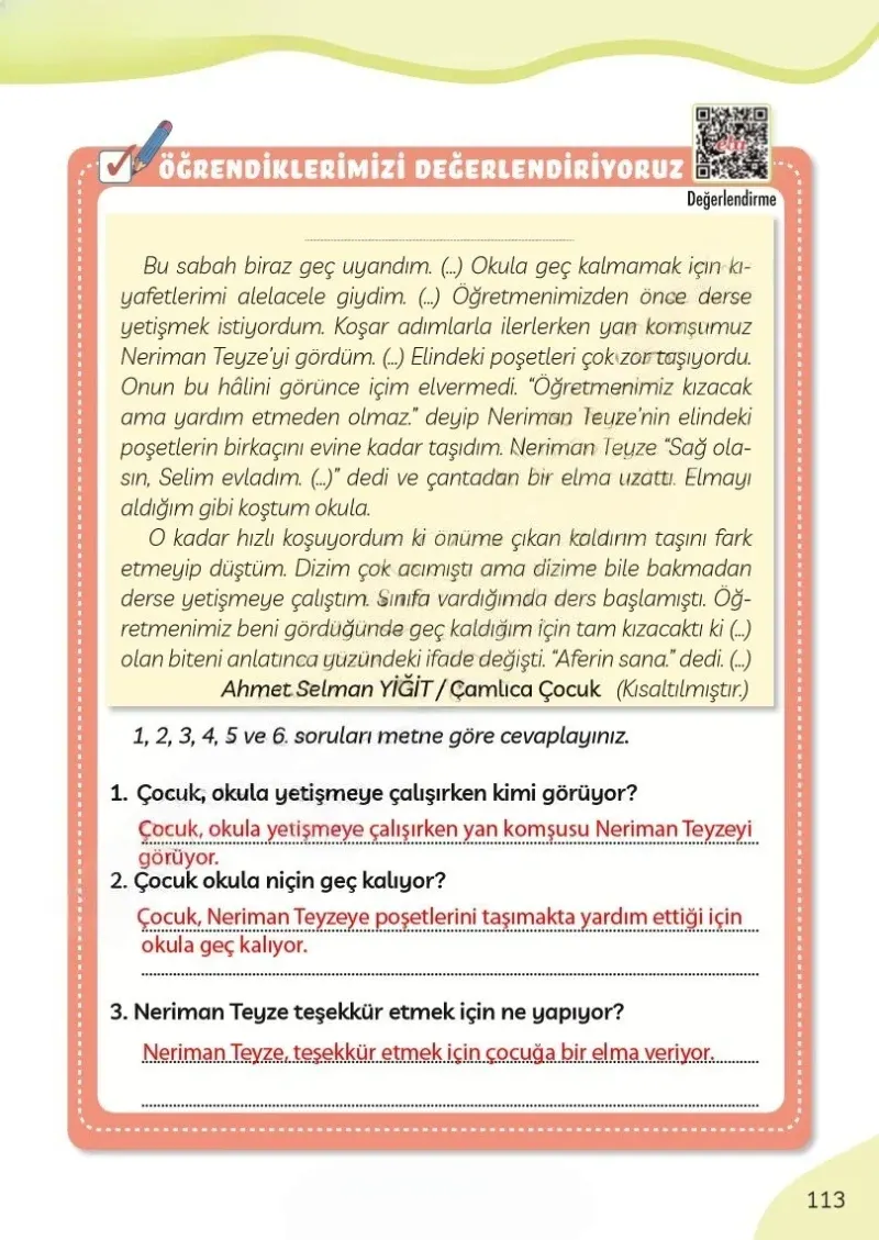 3. Sınıf Türkçe Ders Kitabı Cevapları Meb Yayınları Sayfa 113 Çözüm Görseli