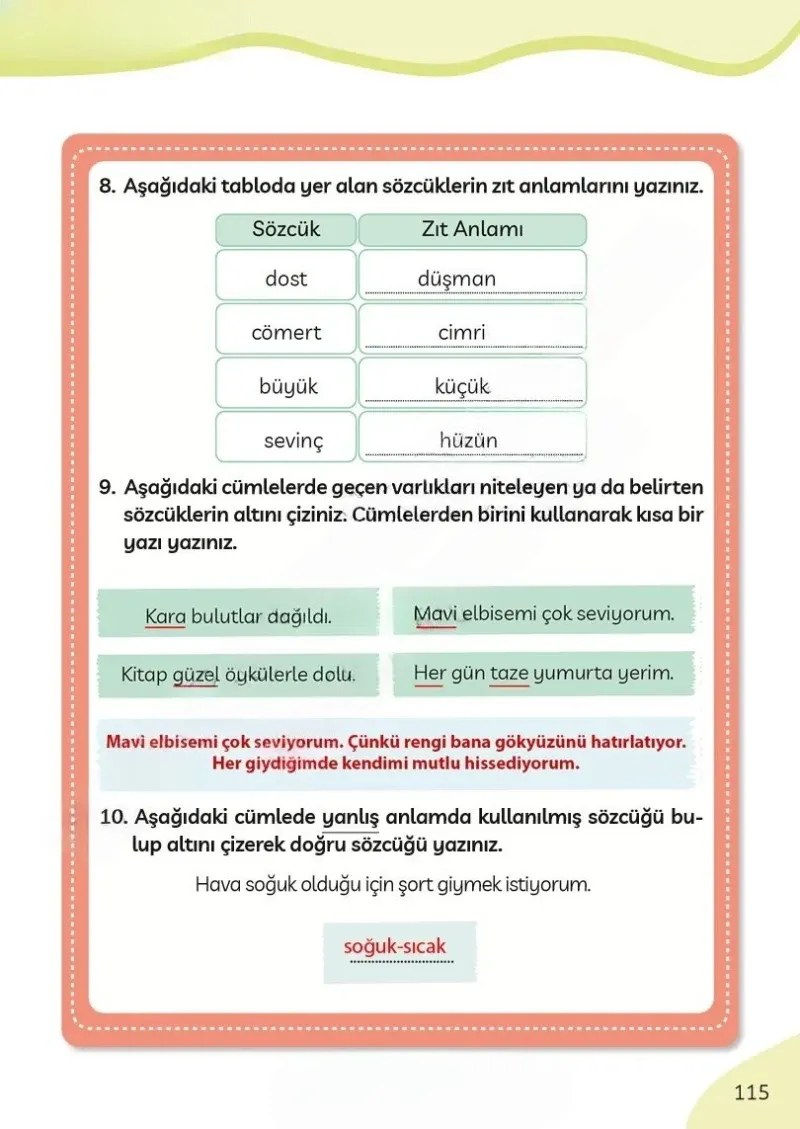 3. Sınıf Türkçe Ders Kitabı Cevapları Meb Yayınları Sayfa 115 Çözüm Görseli