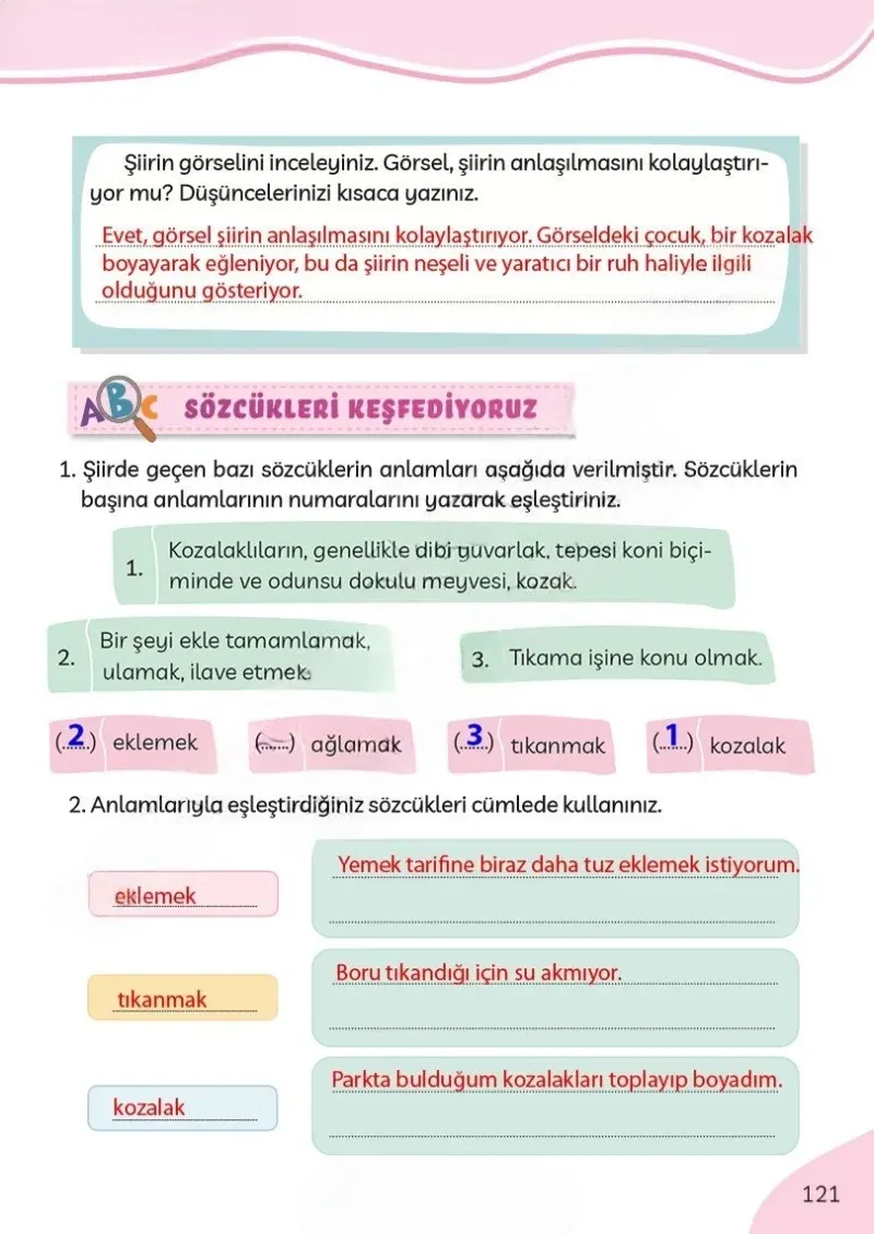 3. Sınıf Türkçe Ders Kitabı Cevapları Meb Yayınları Sayfa 121 Çözüm Görseli