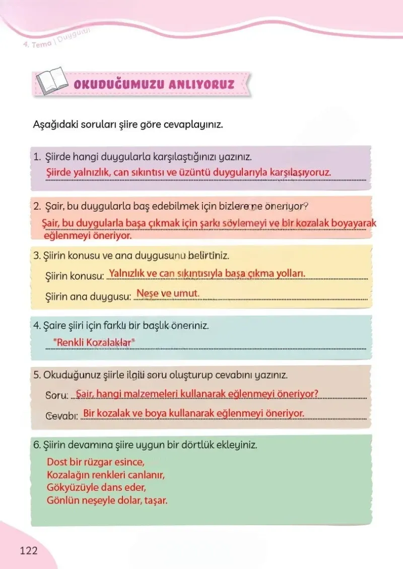 3. Sınıf Türkçe Ders Kitabı Cevapları Meb Yayınları Sayfa 122 Çözüm Görseli