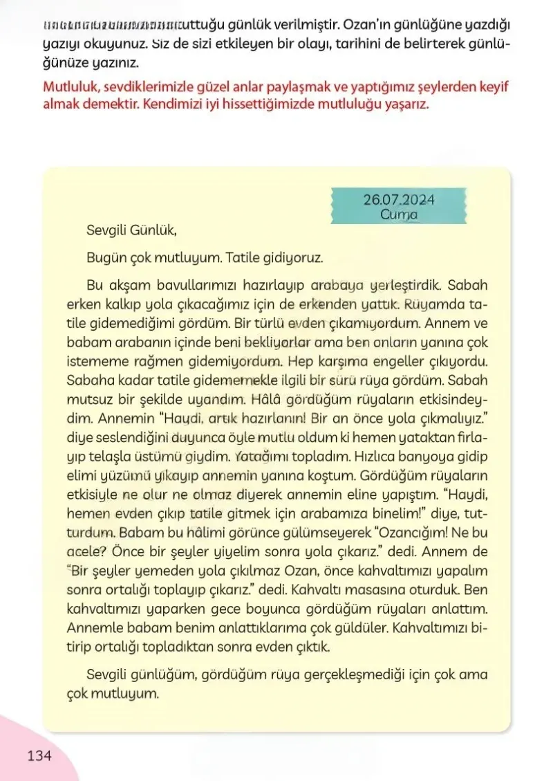 3. Sınıf Türkçe Ders Kitabı Cevapları Meb Yayınları Sayfa 134 Çözüm Görseli