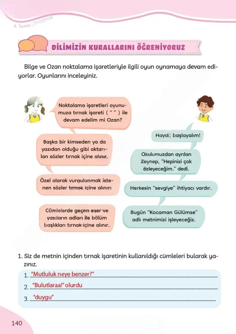 3. Sınıf Türkçe Ders Kitabı Cevapları Meb Yayınları Sayfa 140 Çözüm Görseli