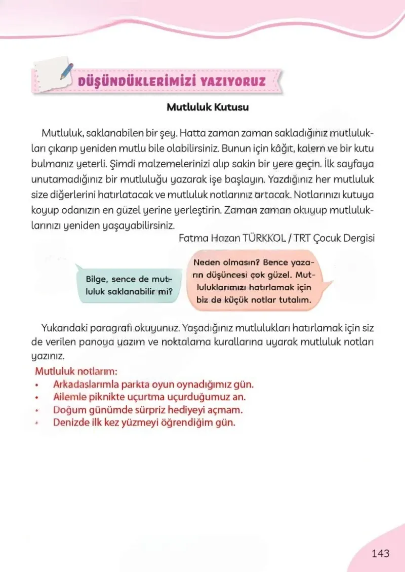 3. Sınıf Türkçe Ders Kitabı Cevapları Meb Yayınları Sayfa 143 Çözüm Görseli