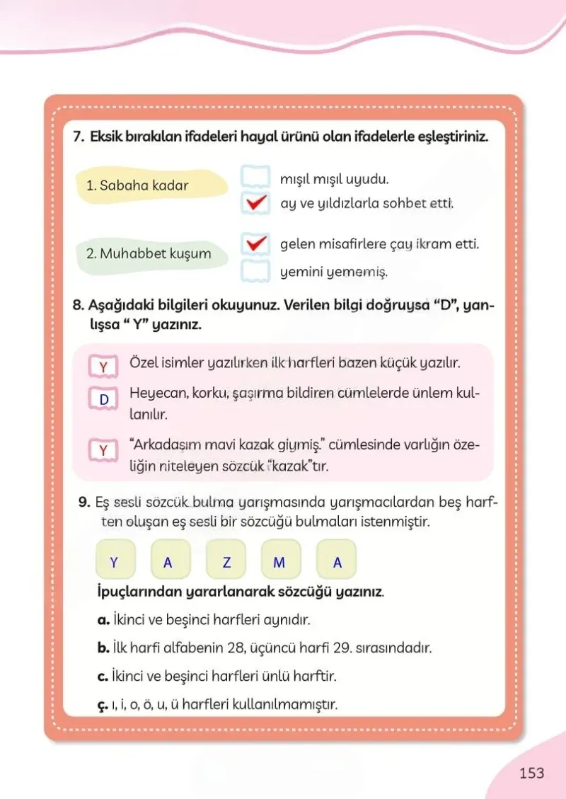 3. Sınıf Türkçe Ders Kitabı Cevapları Meb Yayınları Sayfa 153 Çözüm Görseli