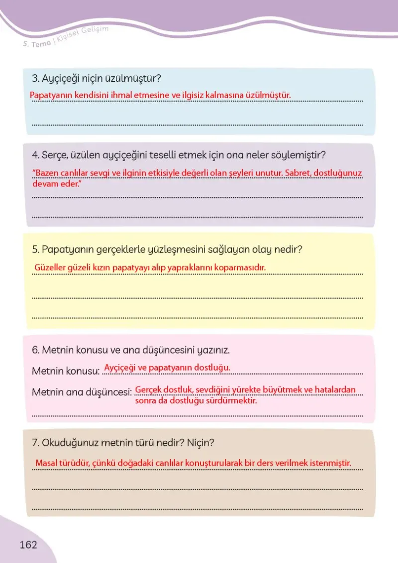 3. Sınıf Türkçe Ders Kitabı Cevapları Meb Yayınları Sayfa 162 Çözüm Görseli