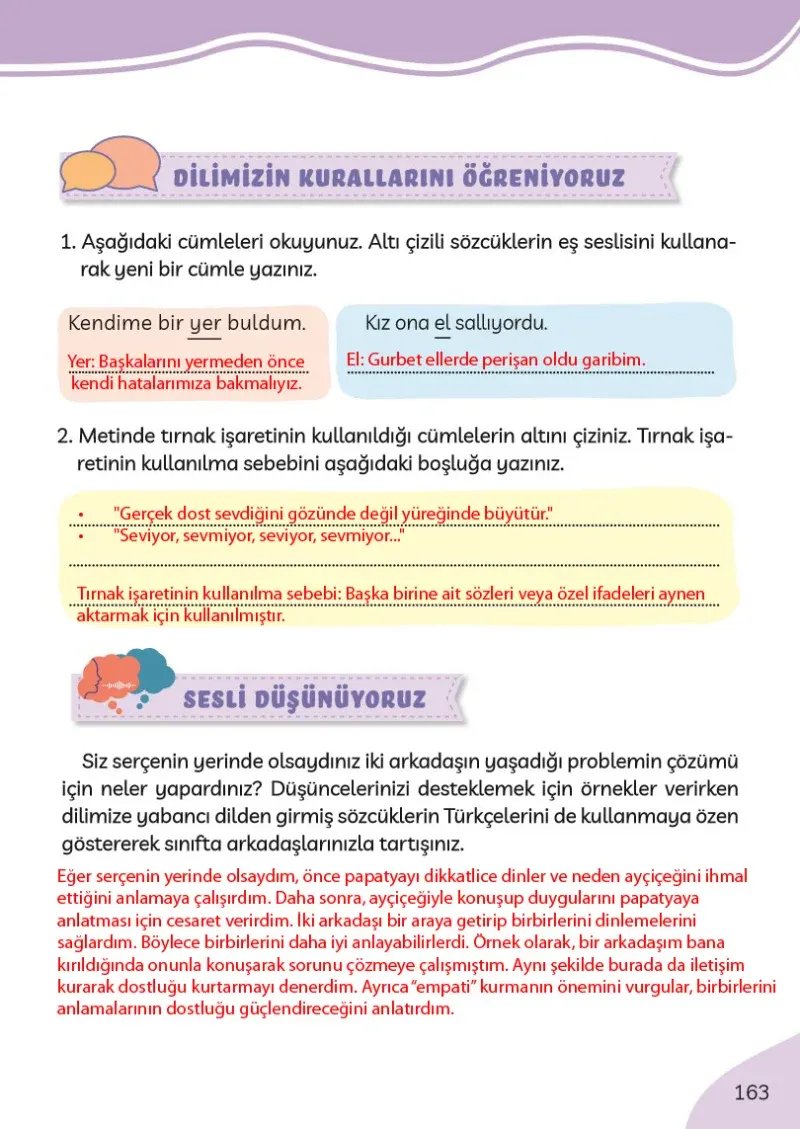 3. Sınıf Türkçe Ders Kitabı Cevapları Meb Yayınları Sayfa 163 Çözüm Görseli