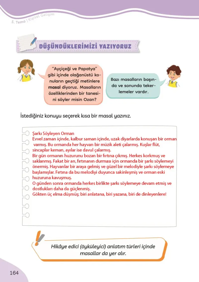 3. Sınıf Türkçe Ders Kitabı Cevapları Meb Yayınları Sayfa 164 Çözüm Görseli