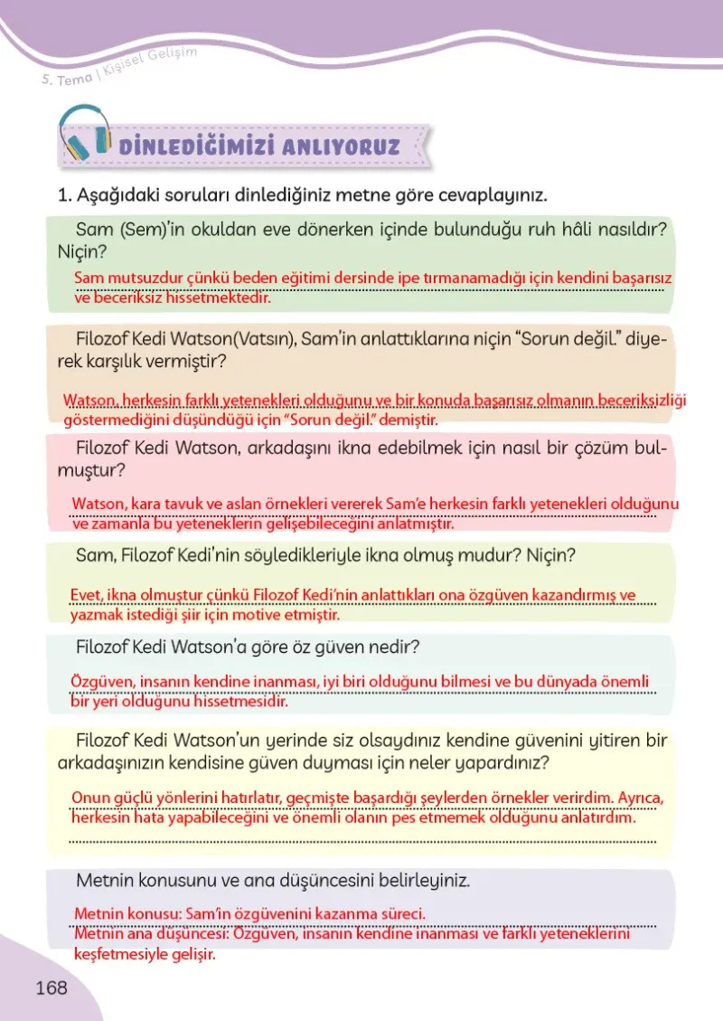 3. Sınıf Türkçe Ders Kitabı Cevapları Meb Yayınları Sayfa 168 Çözüm Görseli