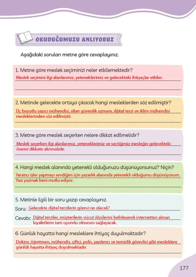 3. Sınıf Türkçe Ders Kitabı Cevapları Meb Yayınları Sayfa 177 Çözüm Görseli