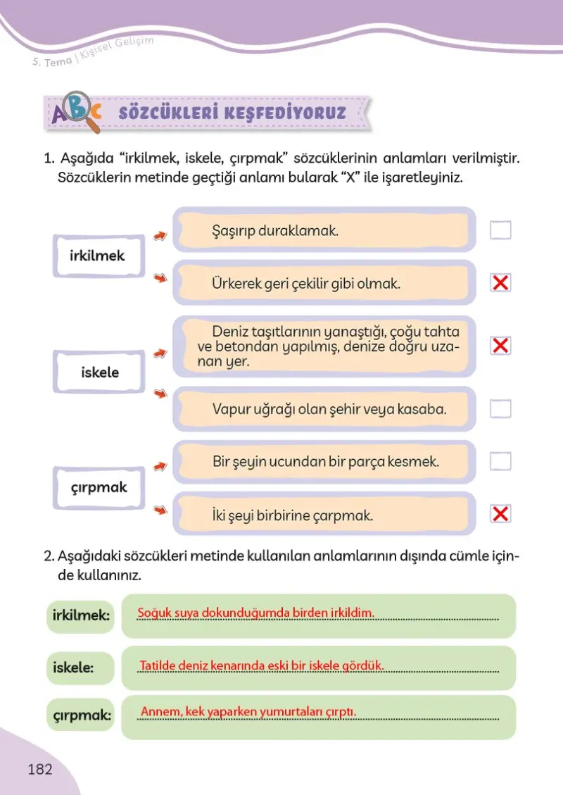 3. Sınıf Türkçe Ders Kitabı Cevapları Meb Yayınları Sayfa 182 Çözüm Görseli