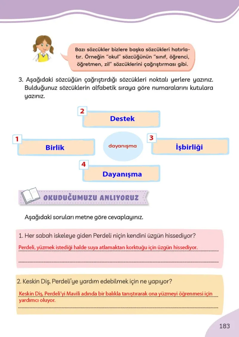 3. Sınıf Türkçe Ders Kitabı Cevapları Meb Yayınları Sayfa 183 Çözüm Görseli