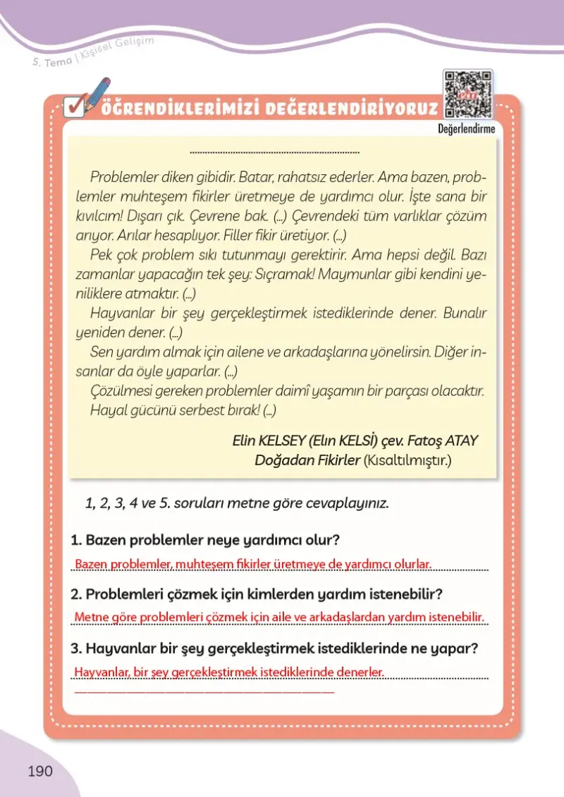 3. Sınıf Türkçe Ders Kitabı Cevapları Meb Yayınları Sayfa 190 Çözüm Görseli