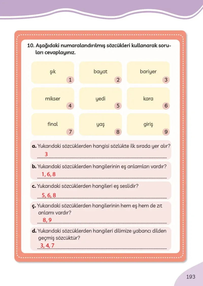 3. Sınıf Türkçe Ders Kitabı Cevapları Meb Yayınları Sayfa 193 Çözüm Görseli