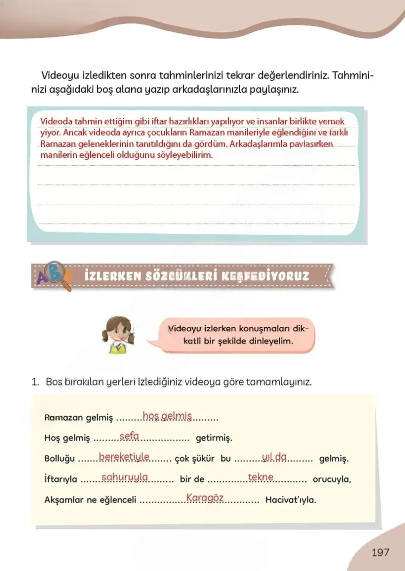 3. Sınıf Türkçe Ders Kitabı Cevapları Meb Yayınları Sayfa 197 Çözüm Görseli