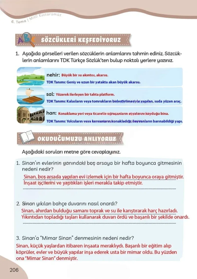 3. Sınıf Türkçe Ders Kitabı Cevapları Meb Yayınları Sayfa 206 Çözüm Görseli