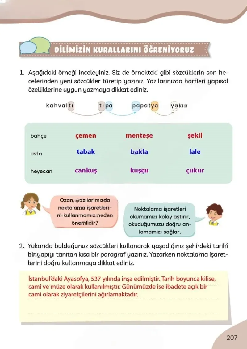 3. Sınıf Türkçe Ders Kitabı Cevapları Meb Yayınları Sayfa 207 Çözüm Görseli