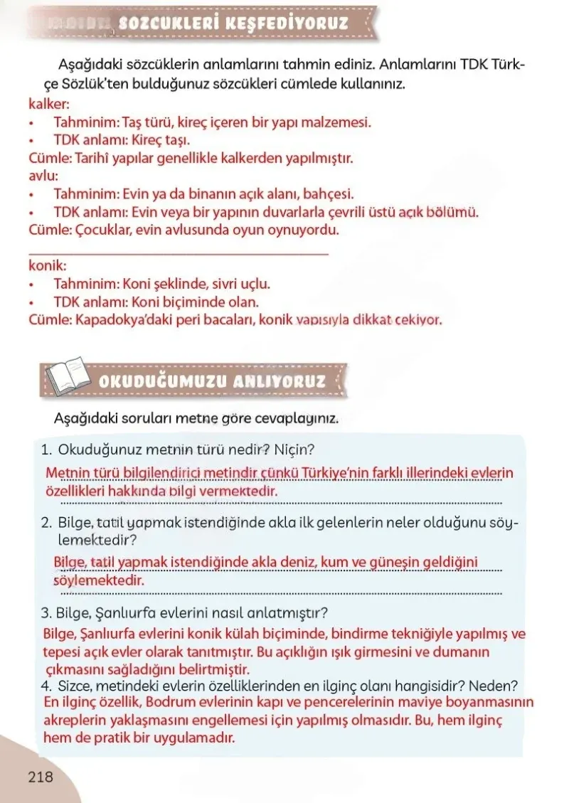 3. Sınıf Türkçe Ders Kitabı Cevapları Meb Yayınları Sayfa 218 Çözüm Görseli