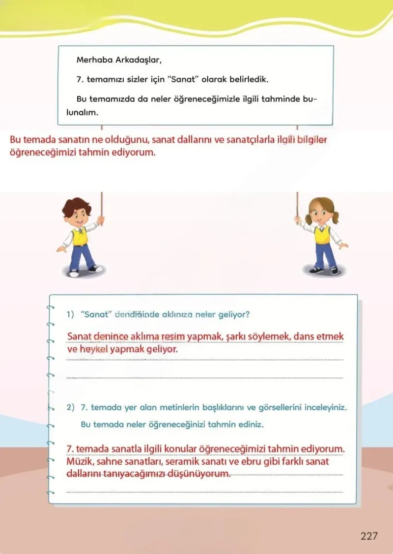 3. Sınıf Türkçe Ders Kitabı Cevapları Meb Yayınları Sayfa 227 Çözüm Görseli