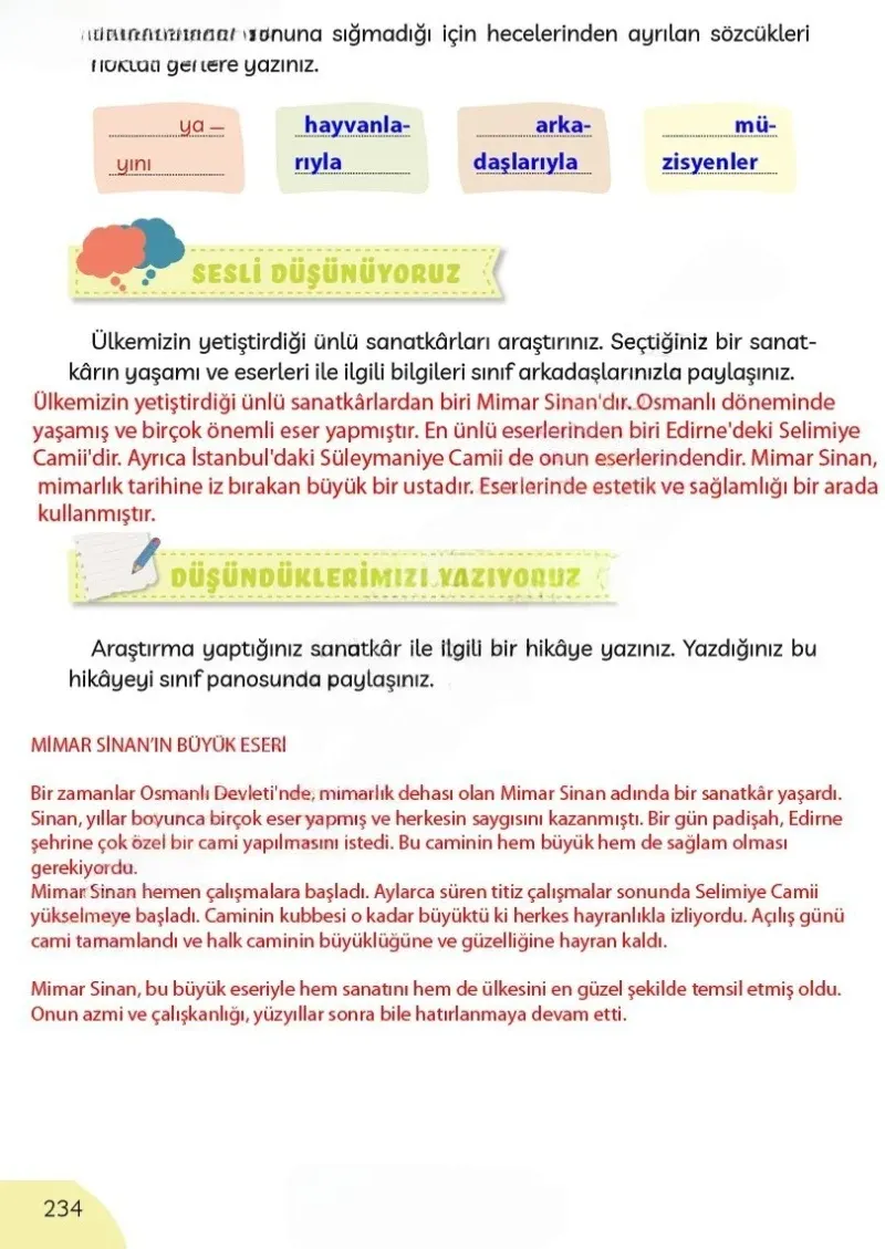 3. Sınıf Türkçe Ders Kitabı Cevapları Meb Yayınları Sayfa 234 Çözüm Görseli