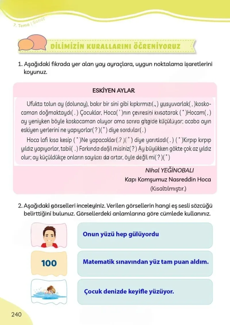 3. Sınıf Türkçe Ders Kitabı Cevapları Meb Yayınları Sayfa 240 Çözüm Görseli