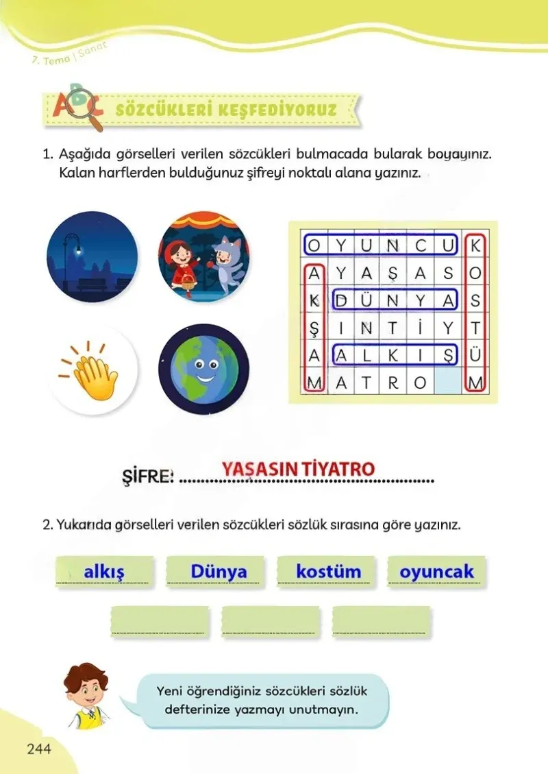 3. Sınıf Türkçe Ders Kitabı Cevapları Meb Yayınları Sayfa 244 Çözüm Görseli