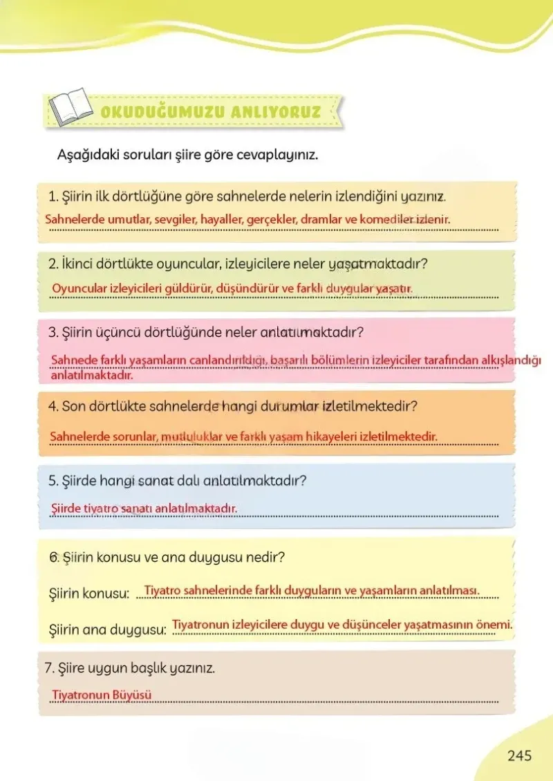 3. Sınıf Türkçe Ders Kitabı Cevapları Meb Yayınları Sayfa 245 Çözüm Görseli