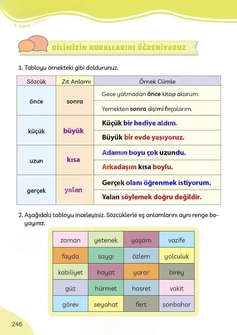 3. Sınıf Türkçe Ders Kitabı Cevapları Meb Yayınları Sayfa 246 Çözüm Görseli