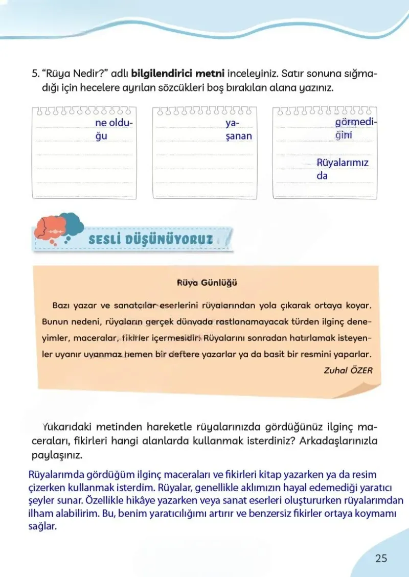 3. Sınıf Türkçe Ders Kitabı Cevapları Meb Yayınları Sayfa 25 Çözüm Görseli