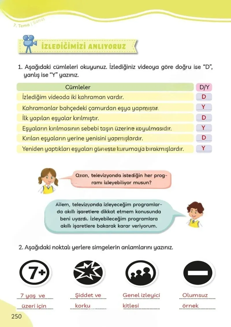3. Sınıf Türkçe Ders Kitabı Cevapları Meb Yayınları Sayfa 250 Çözüm Görseli