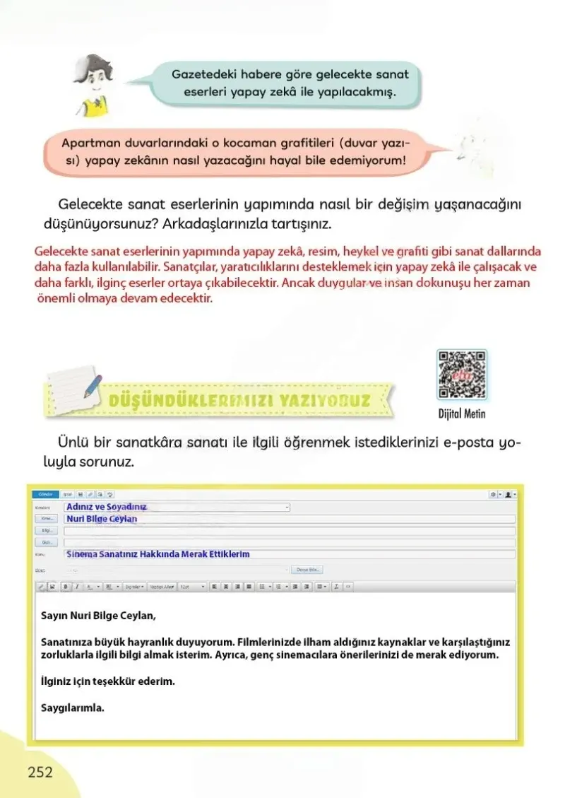 3. Sınıf Türkçe Ders Kitabı Cevapları Meb Yayınları Sayfa 252 Çözüm Görseli